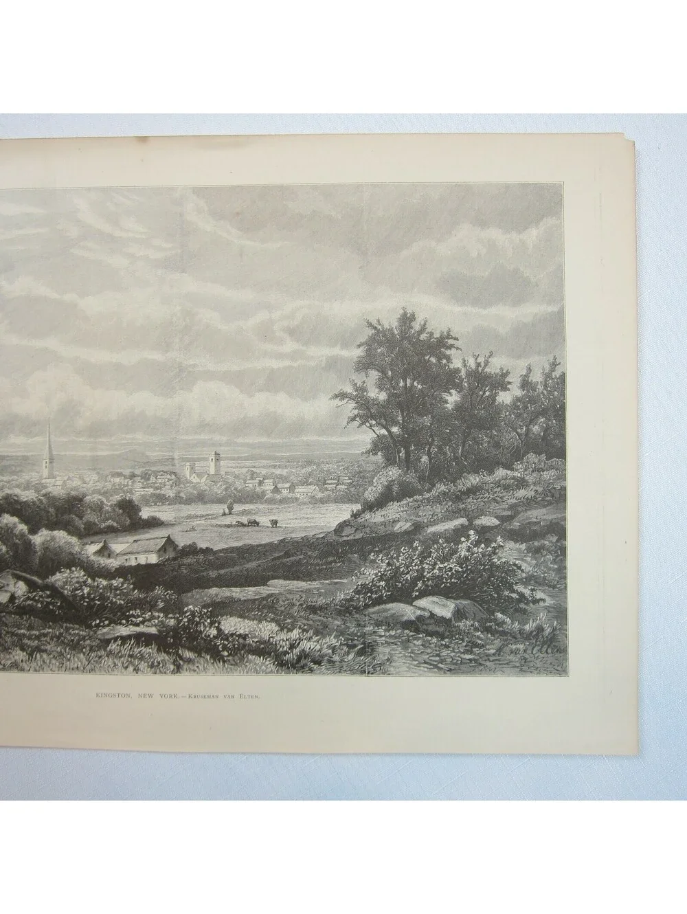 Antique 1876 Wood Engraving Print Kingston New York Kruseman van Elten Aldine